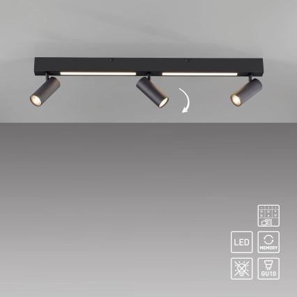 Schöner Wohnen 11794-18 - Faretto LED DANTE 3x GU10/10W/230V + LED/14,4W nero