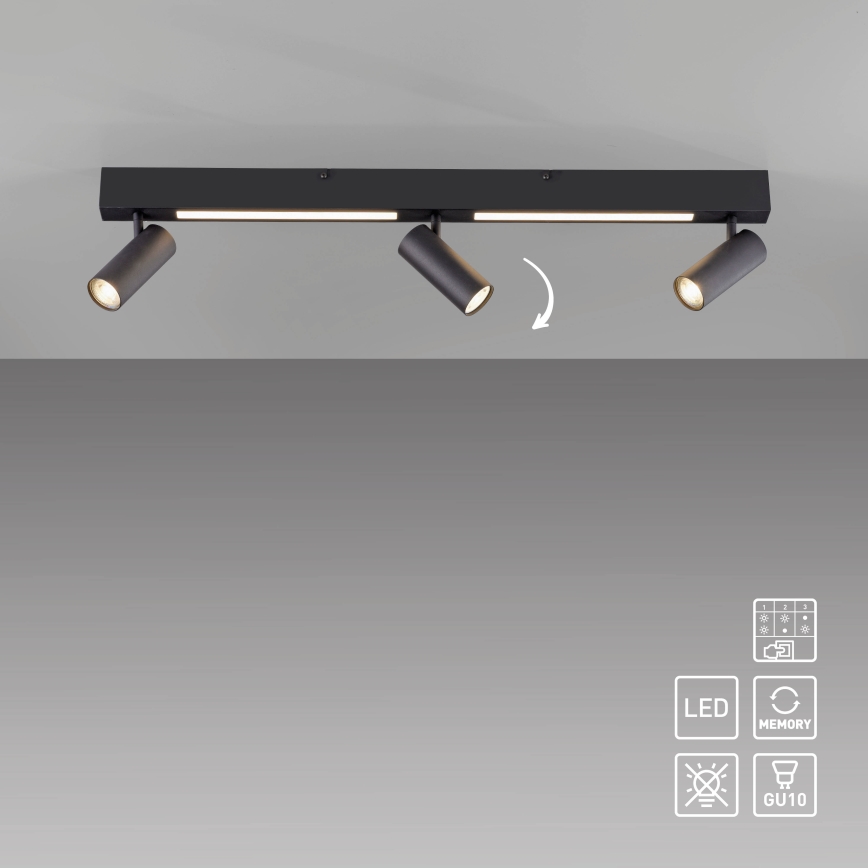 Schöner Wohnen 11794-18 - Faretto LED DANTE 3x GU10/10W/230V + LED/14,4W nero