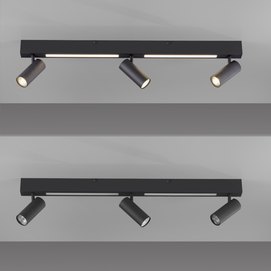 Schöner Wohnen 11794-18 - Faretto LED DANTE 3x GU10/10W/230V + LED/14,4W nero