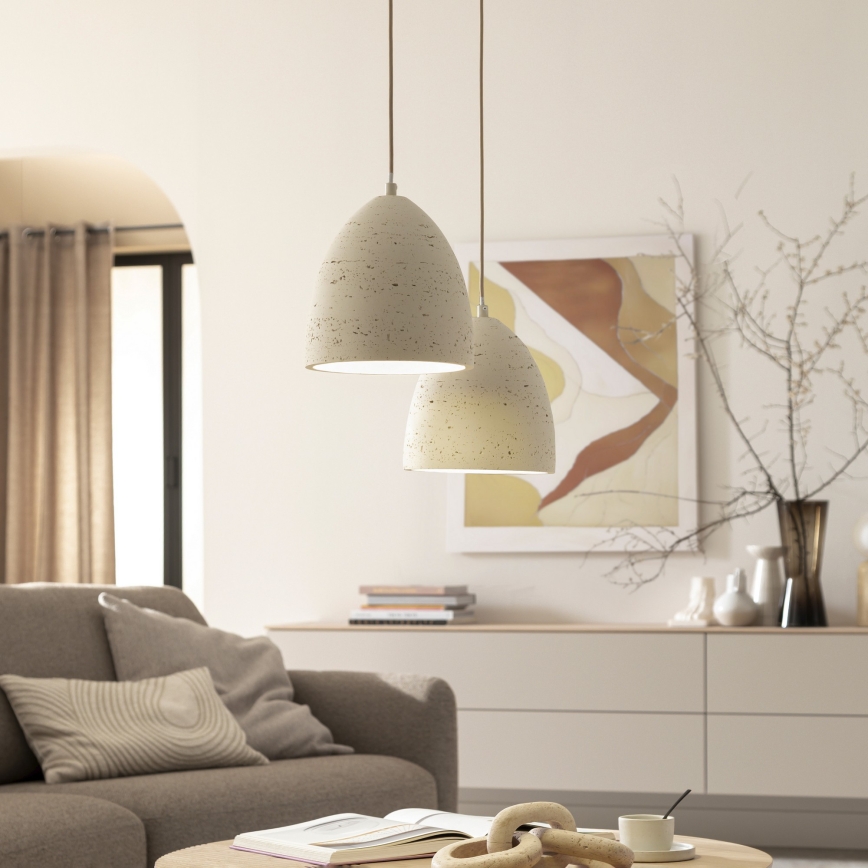Schöner Wohnen 12540-42 - Lampada a sospensione su cavo TRAVENTA 1xE27/40W/230V Ø 21 cm cemento
