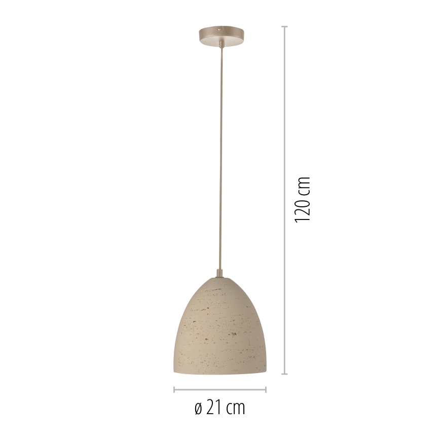 Schöner Wohnen 12540-42 - Lampada a sospensione su cavo TRAVENTA 1xE27/40W/230V Ø 21 cm cemento