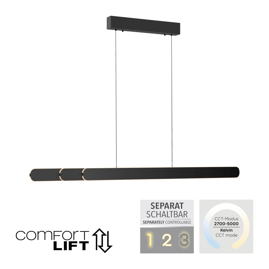 Schöner Wohnen 12577-18 - Lampadario LED dimmerabile a sospensione con cavo ADRIANA ROUND 2xLED/24W/230V 2700/3000/3500/4000/5000K 160 cm nero
