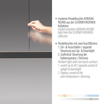 Schöner Wohnen 12577-18 - Lampadario LED dimmerabile a sospensione con cavo ADRIANA ROUND 2xLED/24W/230V 2700/3000/3500/4000/5000K 160 cm nero