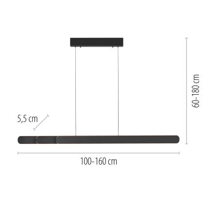 Schöner Wohnen 12577-18 - Lampadario LED dimmerabile a sospensione con cavo ADRIANA ROUND 2xLED/24W/230V 2700/3000/3500/4000/5000K 160 cm nero