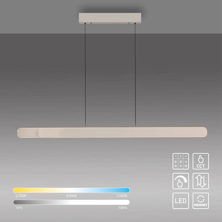 Schöner Wohnen 12577-39 - Lampada a sospensione LED dimmerabile su cavo ADRIANA ROUND 2xLED/24W/230V 2700/3000/3500/4000/5000K 160 cm grigio