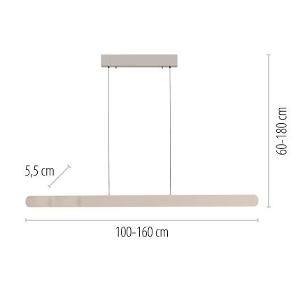 Schöner Wohnen 12577-39 - Lampada a sospensione LED dimmerabile su cavo ADRIANA ROUND 2xLED/24W/230V 2700/3000/3500/4000/5000K 160 cm grigio