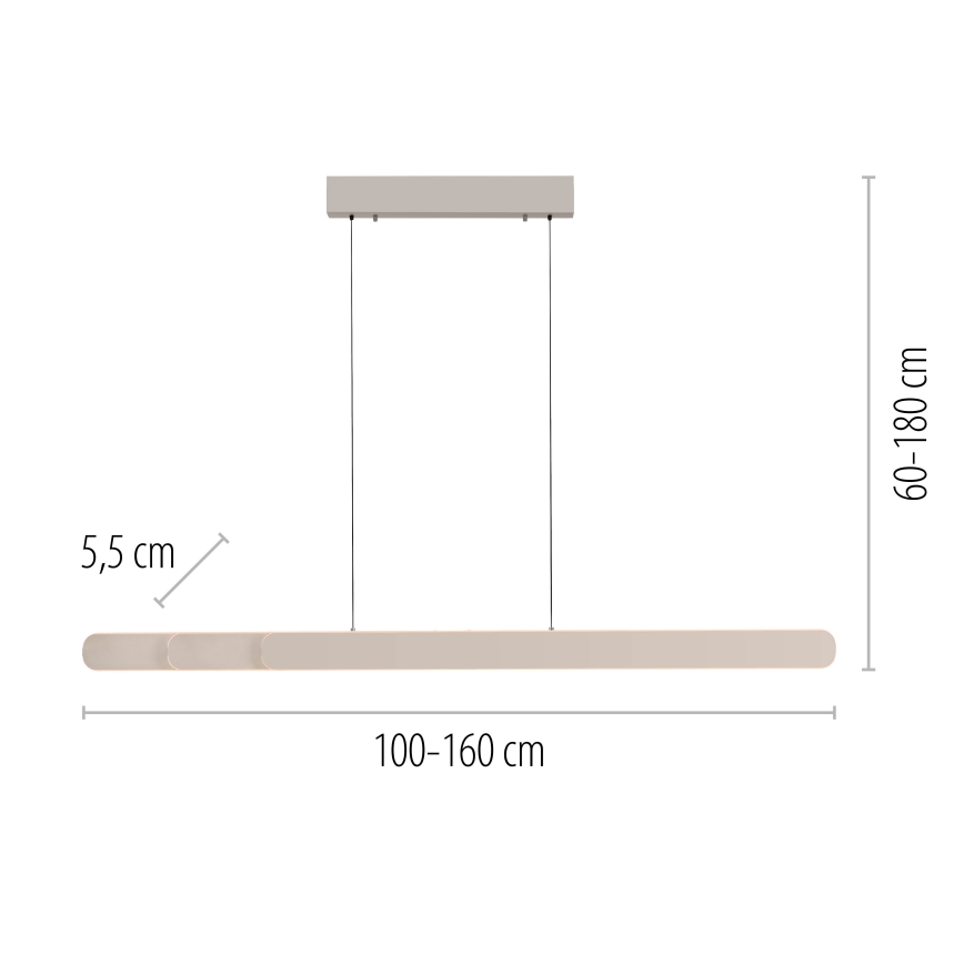 Schöner Wohnen 12577-39 - Sospensione dimmerabile su cavo ADRIANA ROUND 2xLED/24W/230V 2700/3000/3500/4000/5000K grigio