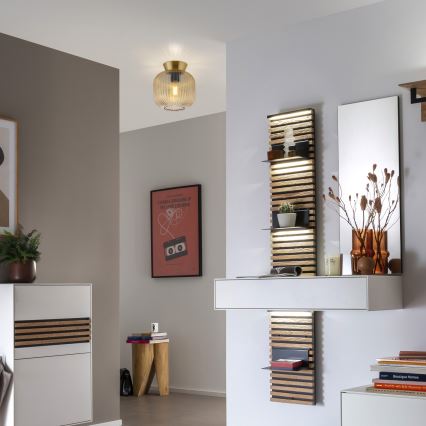 Schöner Wohnen 13574-27 - Plafoniera NAMI 1xE27/25W/230V Ø 20 cm dorato/beige/fumé