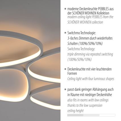 Schöner Wohnen 14038-16 - Plafoniera a LED dimmerabile PEBBLES LED/35,5W/230V bianca