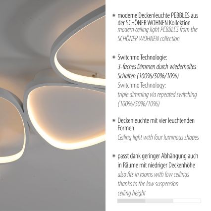 Schöner Wohnen 14039-16 - Plafoniera dimmerabile a LED PEBBLES LED/35,5W/230V bianca