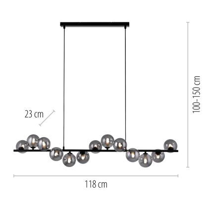 Schöner Wohnen 14504-18 - Lampadario LED sospeso su cavo DUBAI 13xG9/3W/230V nero/fumé