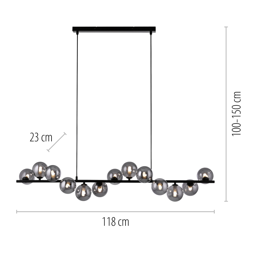 Schöner Wohnen 14504-18 - Lampadario LED sospeso su cavo DUBAI 13xG9/3W/230V nero/fumé