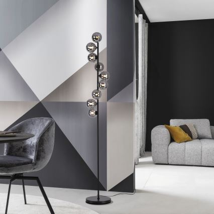 Schöner Wohnen 14506-18 - Lampada da terra LED DUBAI 9xG9/3W/230V nero/fumé