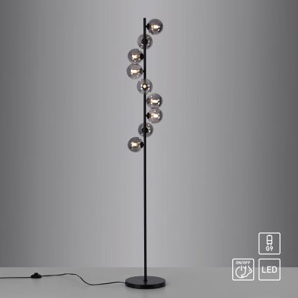 Schöner Wohnen 14506-18 - Lampada da terra LED DUBAI 9xG9/3W/230V nero/fumé