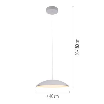 Schöner Wohnen 14606-16 - Lampadario sospeso dimmerabile su cavo LENTE LED/17W/230V Ø 40 cm bianco