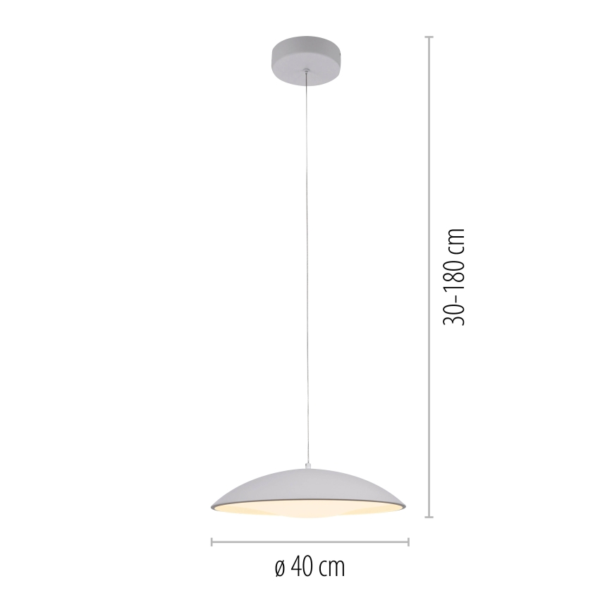Schöner Wohnen 14606-16 - Lampadario sospeso dimmerabile su cavo LENTE LED/17W/230V Ø 40 cm bianco