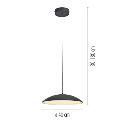 Schöner Wohnen 14606-18 - Lampada a sospensione dimmerabile con cavo LENTE LED/17W/230V Ø 40 cm nero