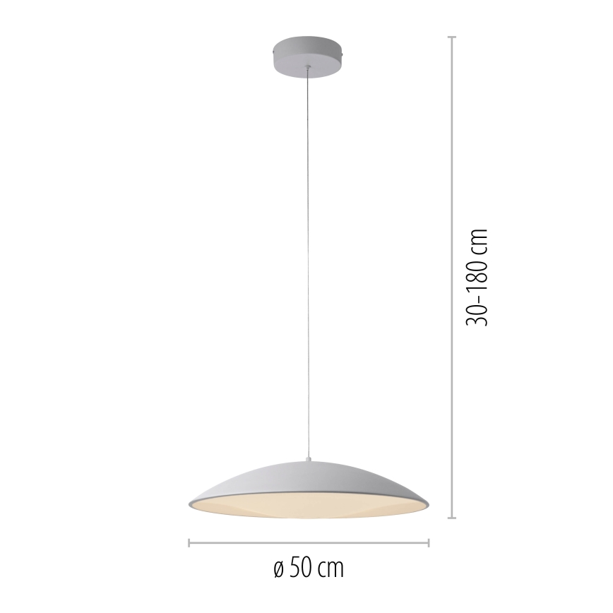 Schöner Wohnen 14607-16 - sospensione dimmerabile su cavo LENTE LED/23W/230V Ø 50 cm bianco
