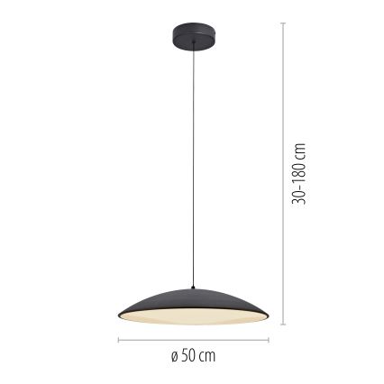 Schöner Wohnen 14607-18 - Lampadario dimmerabile a sospensione su cavo LENTE LED/23W/230V Ø 50 cm nero