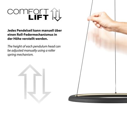 Schöner Wohnen 15570-18 - Lampada sospesa dimmerabile su cavo QUILLO LED/36W/230V Ø 60 cm, nero