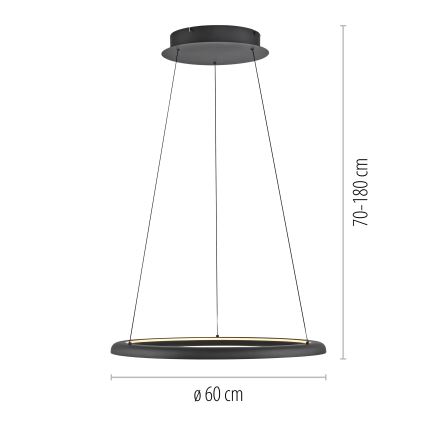 Schöner Wohnen 15570-18 - Lampada sospesa dimmerabile su cavo QUILLO LED/36W/230V Ø 60 cm, nero