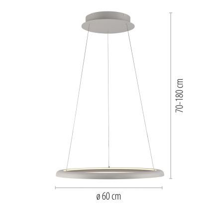Schöner Wohnen 15570-39 - Lampada a sospensione dimmerabile con cavo QUILLO LED/36W/230V, Ø 60 cm, grigio