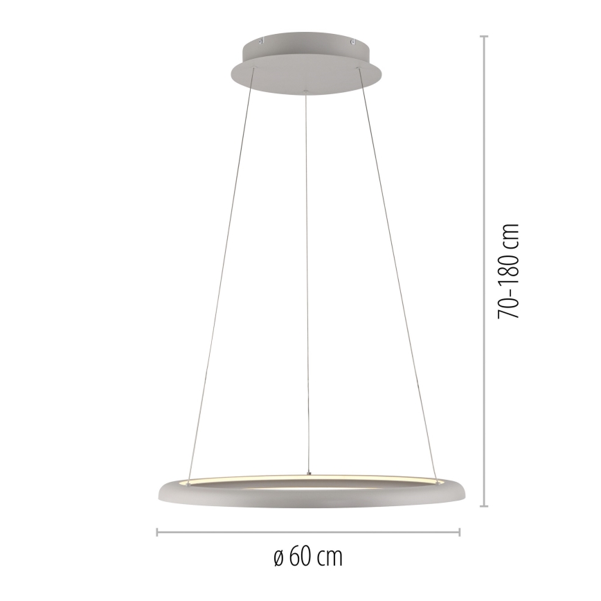 Schöner Wohnen 15570-39 - Lampada a sospensione dimmerabile con cavo QUILLO LED/36W/230V, Ø 60 cm, grigio