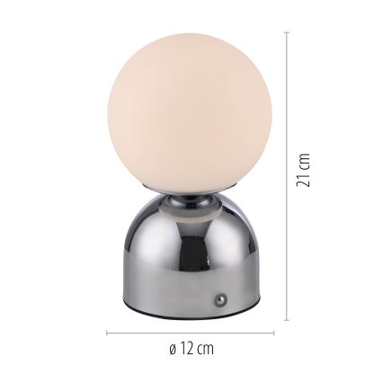 Schöner Wohnen 19218-17 - Lampada da tavolo ricaricabile dimmerabile a sfioramento RUDI LED 1,2 W / 5 V, 3000–6000 K, 1200 mAh, cromo lucido