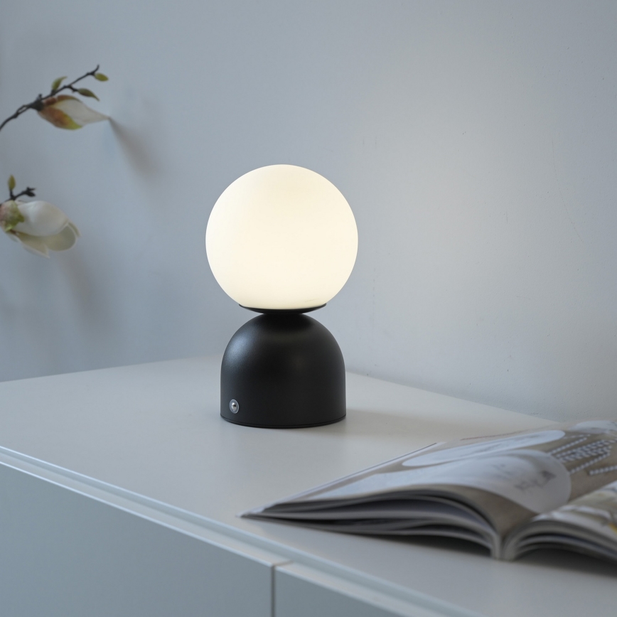 Schöner Wohnen 19218-18 - Lampada da tavolo ricaricabile LED dimmerabile con controllo touch RUDI LED/1,2W/5V 3000-6000K 1200 mAh nera