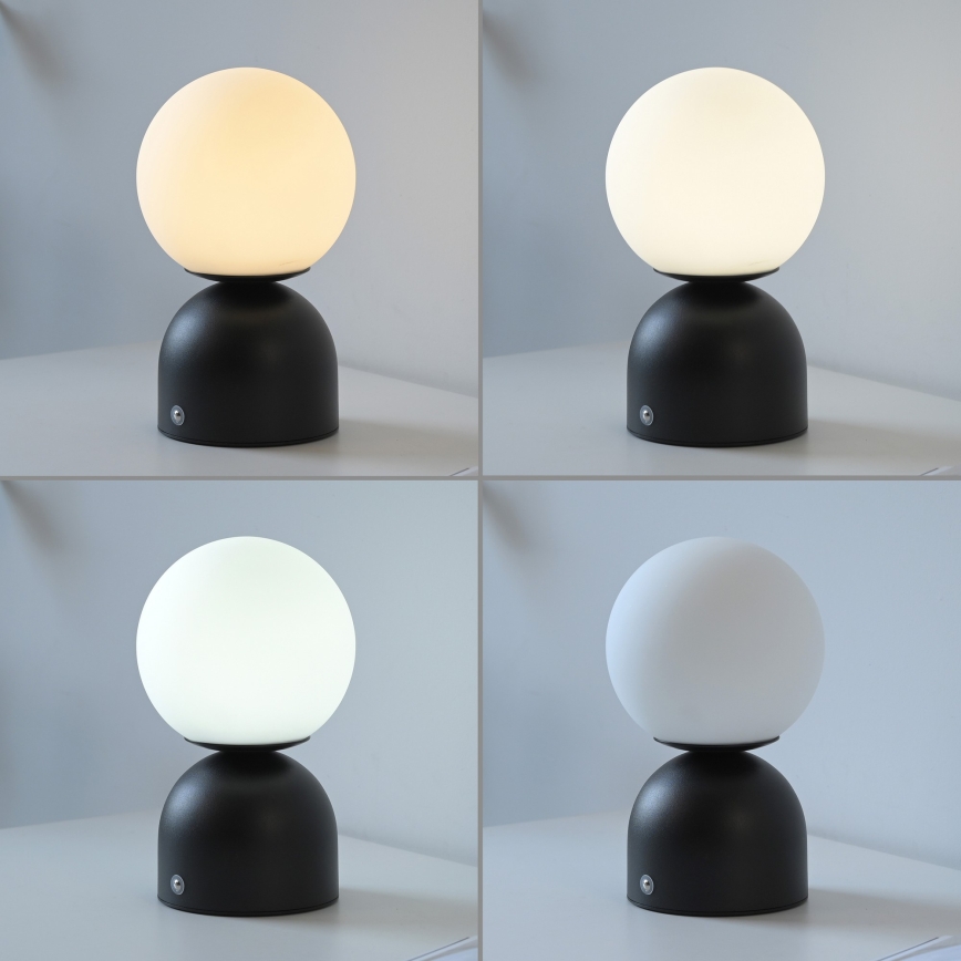 Schöner Wohnen 19218-18 - Lampada da tavolo ricaricabile LED dimmerabile con controllo touch RUDI LED/1,2W/5V 3000-6000K 1200 mAh nera