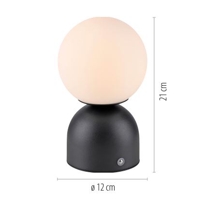 Schöner Wohnen 19218-18 - Lampada da tavolo ricaricabile LED dimmerabile con controllo touch RUDI LED/1,2W/5V 3000-6000K 1200 mAh nera