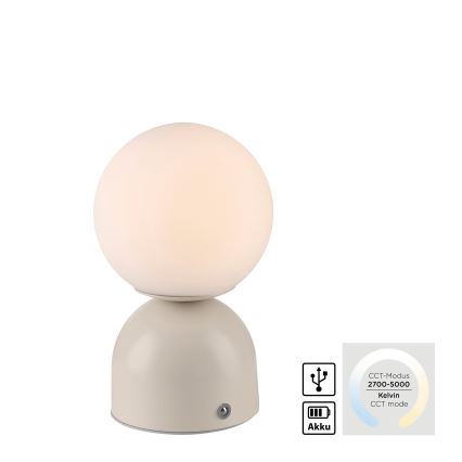 Schöner Wohnen 19218-39 - Lampada da tavolo ricaricabile LED dimmerabile a sfioramento RUDI LED/1,2W/5V 3000-6000K 1200 mAh grigio