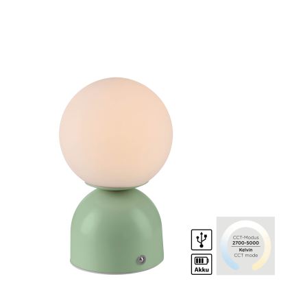 Schöner Wohnen 19218-43 - Lampada da tavolo ricaricabile dimmerabile a sfioramento RUDI LED/1,2W/5V 3000-6000K 1200 mAh verde