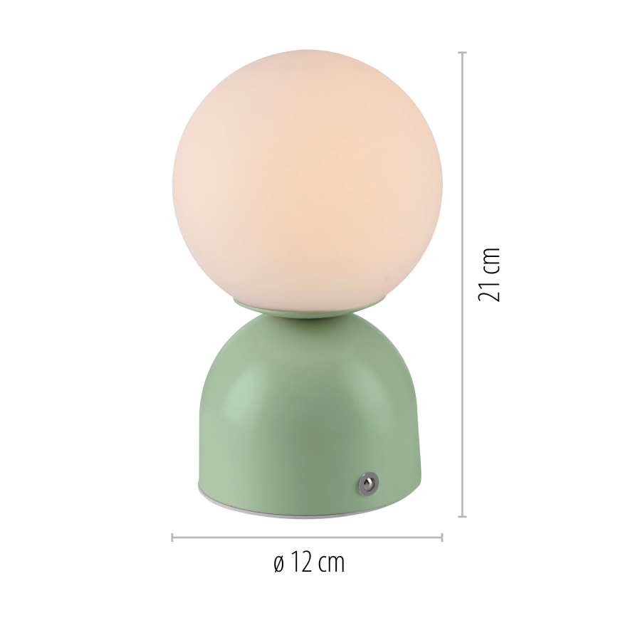 Schöner Wohnen 19218-43 - Lampada da tavolo ricaricabile dimmerabile a sfioramento RUDI LED/1,2W/5V 3000-6000K 1200 mAh verde