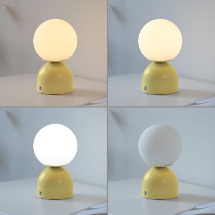 Schöner Wohnen 19218-81 - Lampada da tavolo ricaricabile a LED dimmerabile a sfioramento RUDI LED/1,2W/5V 3000-6000K 1200 mAh gialla