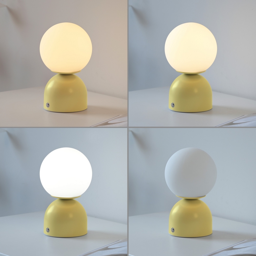 Schöner Wohnen 19218-81 - Lampada da tavolo ricaricabile a LED dimmerabile a sfioramento RUDI LED/1,2W/5V 3000-6000K 1200 mAh gialla