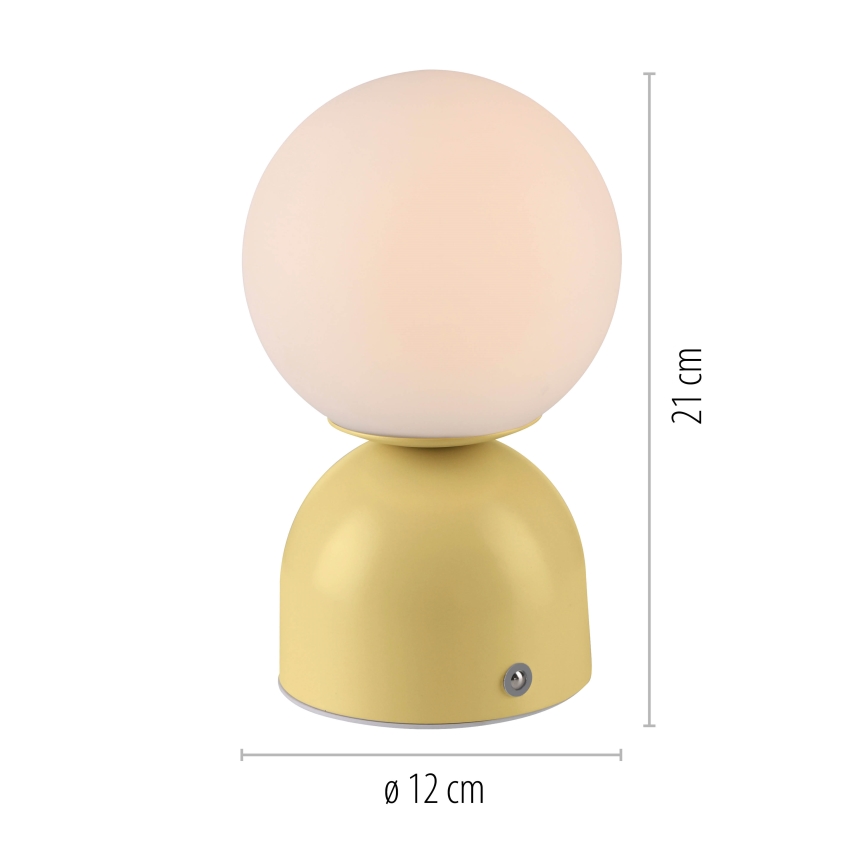 Schöner Wohnen 19218-81 - Lampada da tavolo ricaricabile a LED dimmerabile a sfioramento RUDI LED/1,2W/5V 3000-6000K 1200 mAh gialla