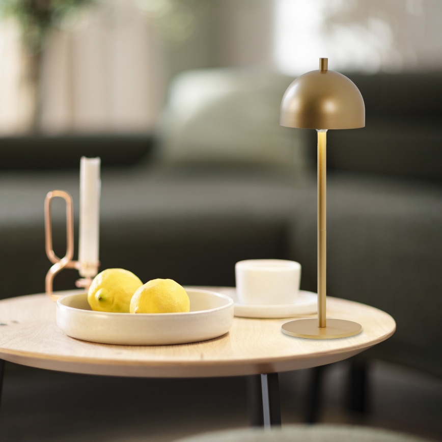 Schöner Wohnen 19244-12 - Lampada da tavolo da esterno ricaricabile a LED dimmerabile con comando touch BELLIS, LED/2,5W/5V, 2600 mAh, IP54, dorata