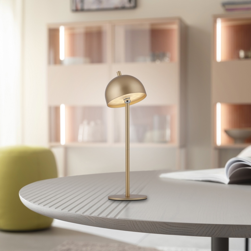 Schöner Wohnen 19244-12 - Lampada da tavolo da esterno ricaricabile a LED dimmerabile con comando touch BELLIS, LED/2,5W/5V, 2600 mAh, IP54, dorata