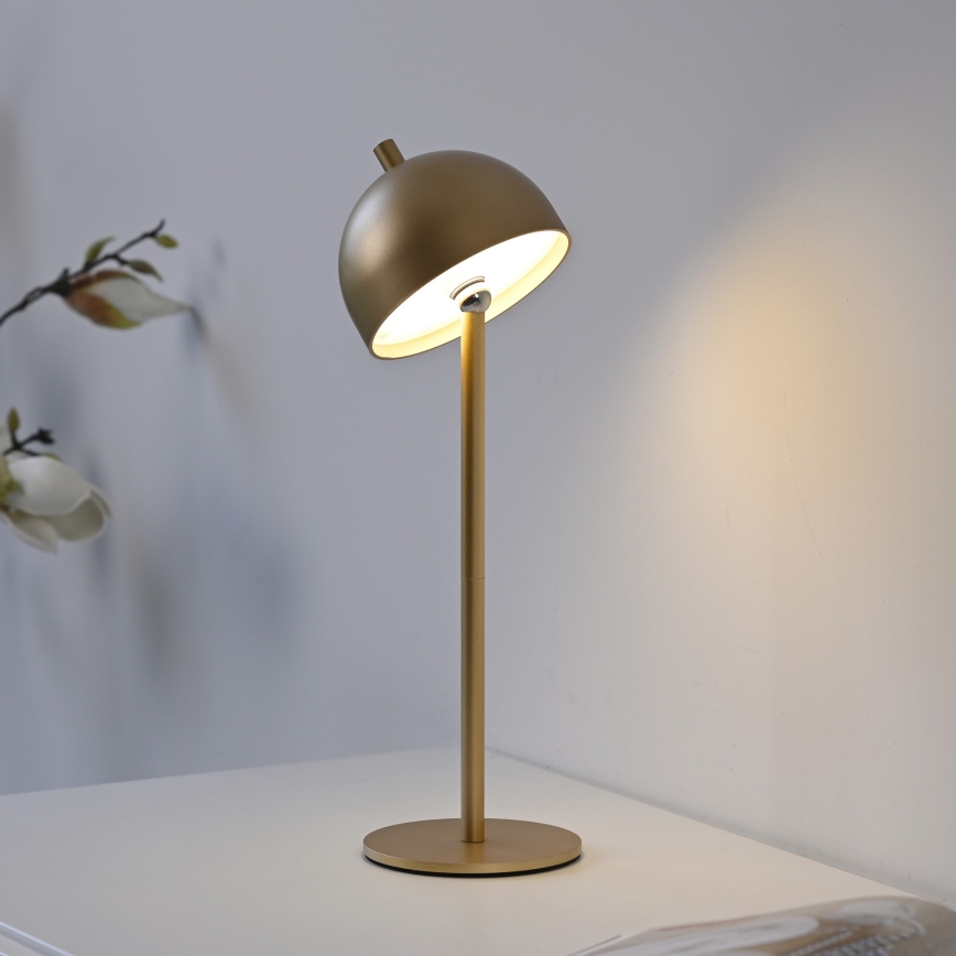 Schöner Wohnen 19244-12 - Lampada da tavolo da esterno ricaricabile a LED dimmerabile con comando touch BELLIS, LED/2,5W/5V, 2600 mAh, IP54, dorata