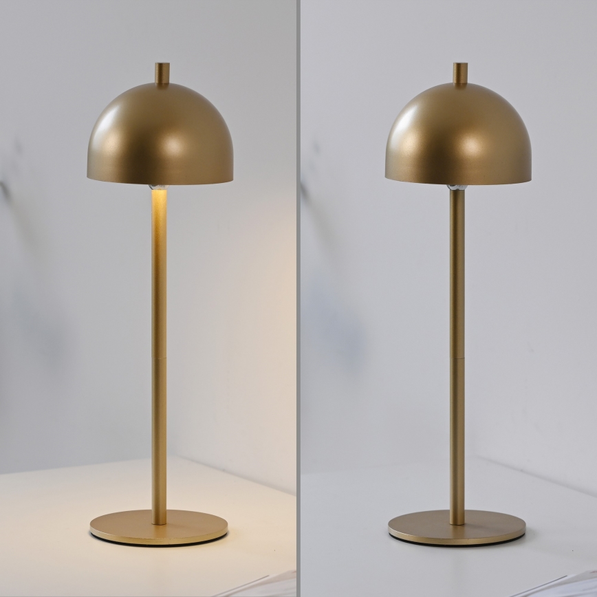 Schöner Wohnen 19244-12 - Lampada da tavolo da esterno ricaricabile a LED dimmerabile con comando touch BELLIS, LED/2,5W/5V, 2600 mAh, IP54, dorata