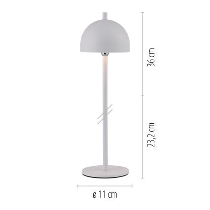 Schöner Wohnen 19244-16 - BELLIS Lampada da tavolo da esterno ricaricabile a LED, dimmerabile con touch, LED/2,5W/5V 2600 mAh IP54 bianca