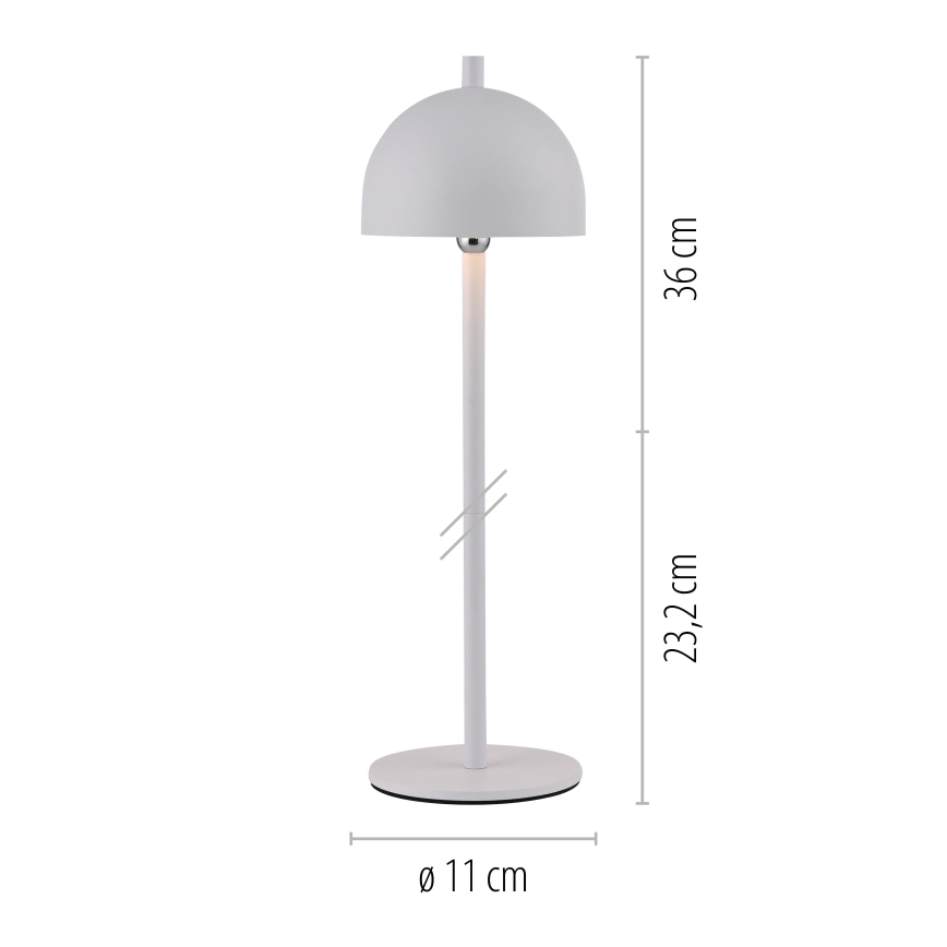 Schöner Wohnen 19244-16 - BELLIS Lampada da tavolo da esterno ricaricabile a LED, dimmerabile con touch, LED/2,5W/5V 2600 mAh IP54 bianca