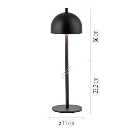 Schöner Wohnen 19244-18 - Lampada da tavolo ricaricabile a LED dimmerabile con comando a sfioramento BELLIS LED/2,5W/5V 2600 mAh IP54 nera