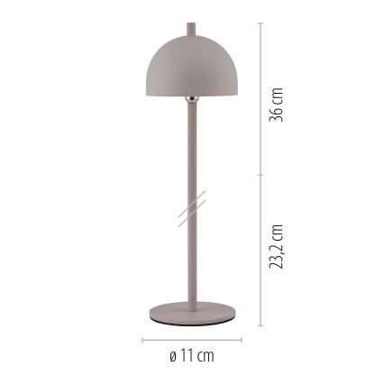 Schöner Wohnen 19244-39 - Lampada da tavolo da esterno ricaricabile a LED dimmerabile a sfioramento BELLIS LED/2,5W/5V 2600 mAh IP54 grigio