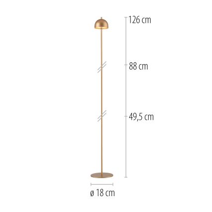 Schöner Wohnen 19245-12 - Lampada da terra ricaricabile da esterno BELLIS, dimmerabile a sfioramento, LED 2,5W/5V, 2600 mAh, IP54, dorata
