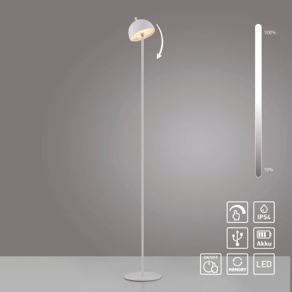 Schöner Wohnen 19245-16 - Lampada da terra per esterni ricaricabile a LED dimmerabile con comando a sfioramento BELLIS LED/2,5W/5V 2600 mAh IP54 bianco
