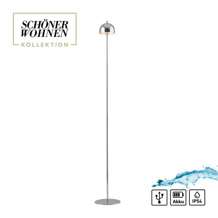 Schöner Wohnen 19245-17 - Lampada da terra per esterni ricaricabile dimmerabile a sfioramento BELLIS LED/2,5W/5V 2600 mAh IP54 cromo lucido