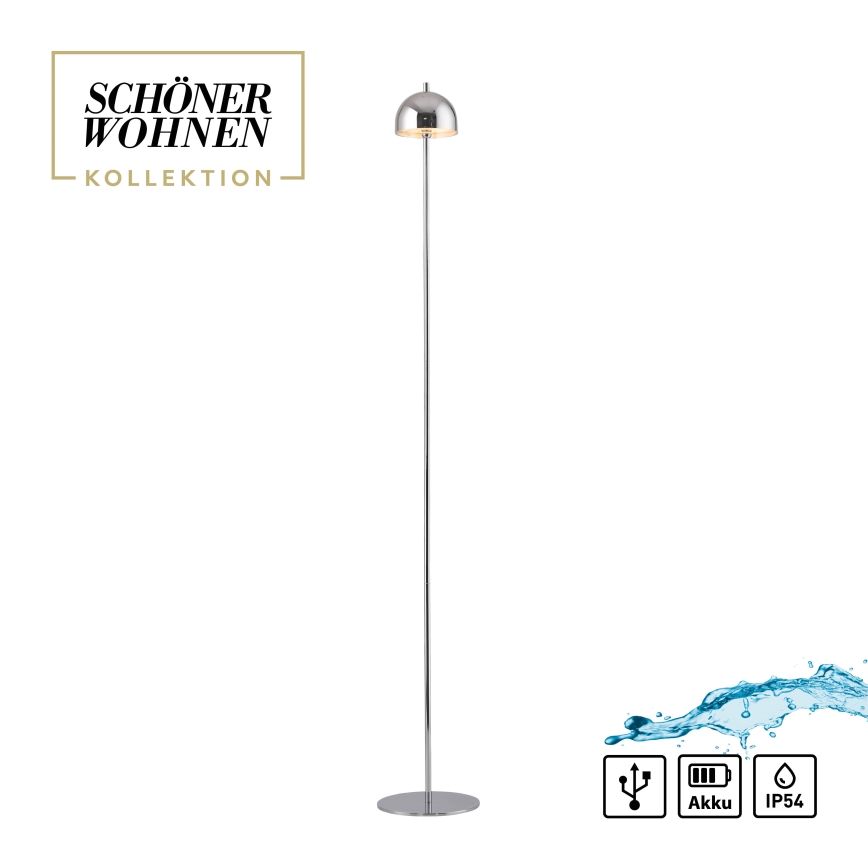 Schöner Wohnen 19245-17 - Lampada da terra per esterni ricaricabile dimmerabile a sfioramento BELLIS LED/2,5W/5V 2600 mAh IP54 cromo lucido