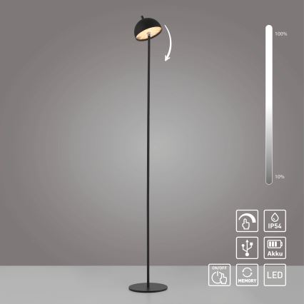 Schöner Wohnen 19245-18 - Lampada da terra ricaricabile da esterno a LED dimmerabile con controllo touch BELLIS LED/2,5W/5V 2600 mAh IP54 nero